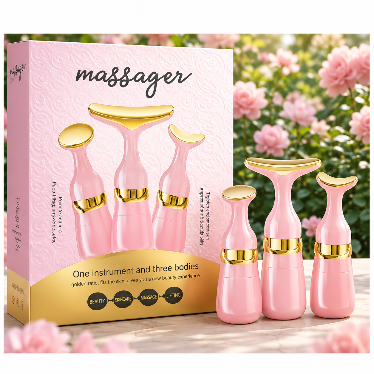 Appareil de Massage Facial Vibrant 3-en-1 à Microcourant