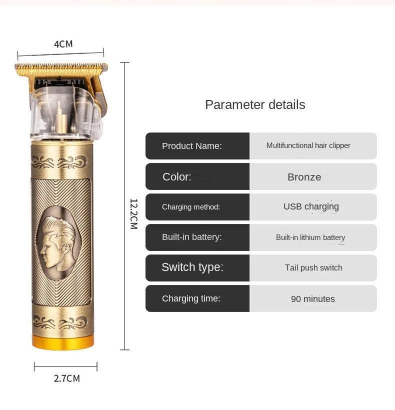 Function Three-in-one Pro Trimmer Electric Hair Clipper USB Charging