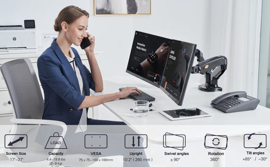 Dual Monitor Desk Mount for 17" - 27" LCD/LED Screens - North bayou F 160