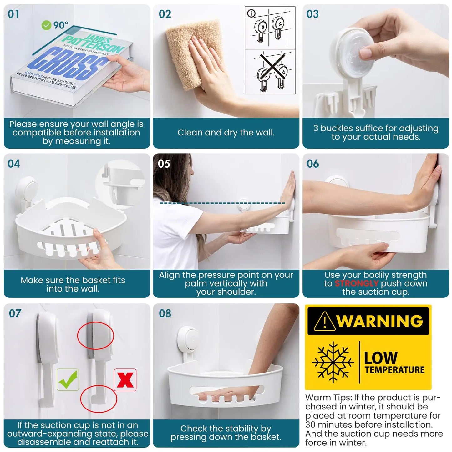 Panier Angle à ventouse - Etagère Douche facile à installer