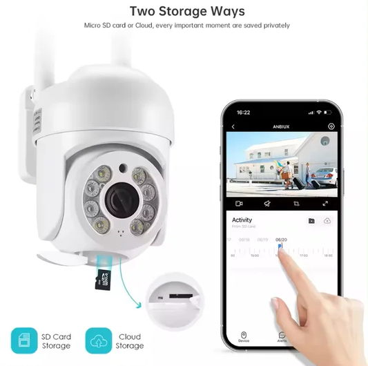 Caméra de surveillance dôme extérieure PTZ 360° IP Wifi 2MP