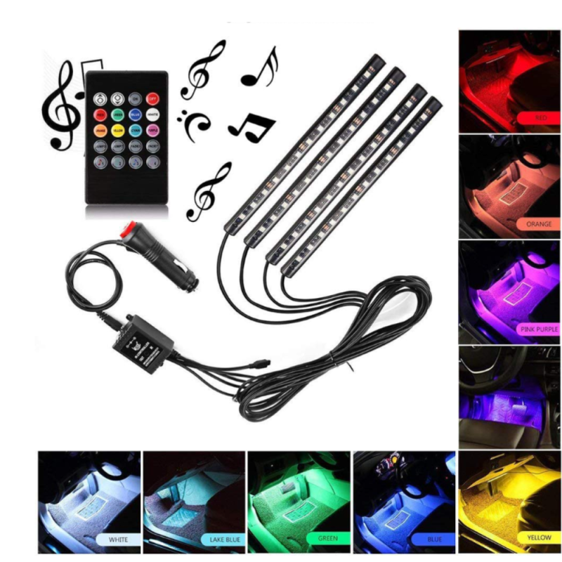 Lampe RGB LED Contrôle Du Son 7 Couleurs Télécommande Atmosphère
