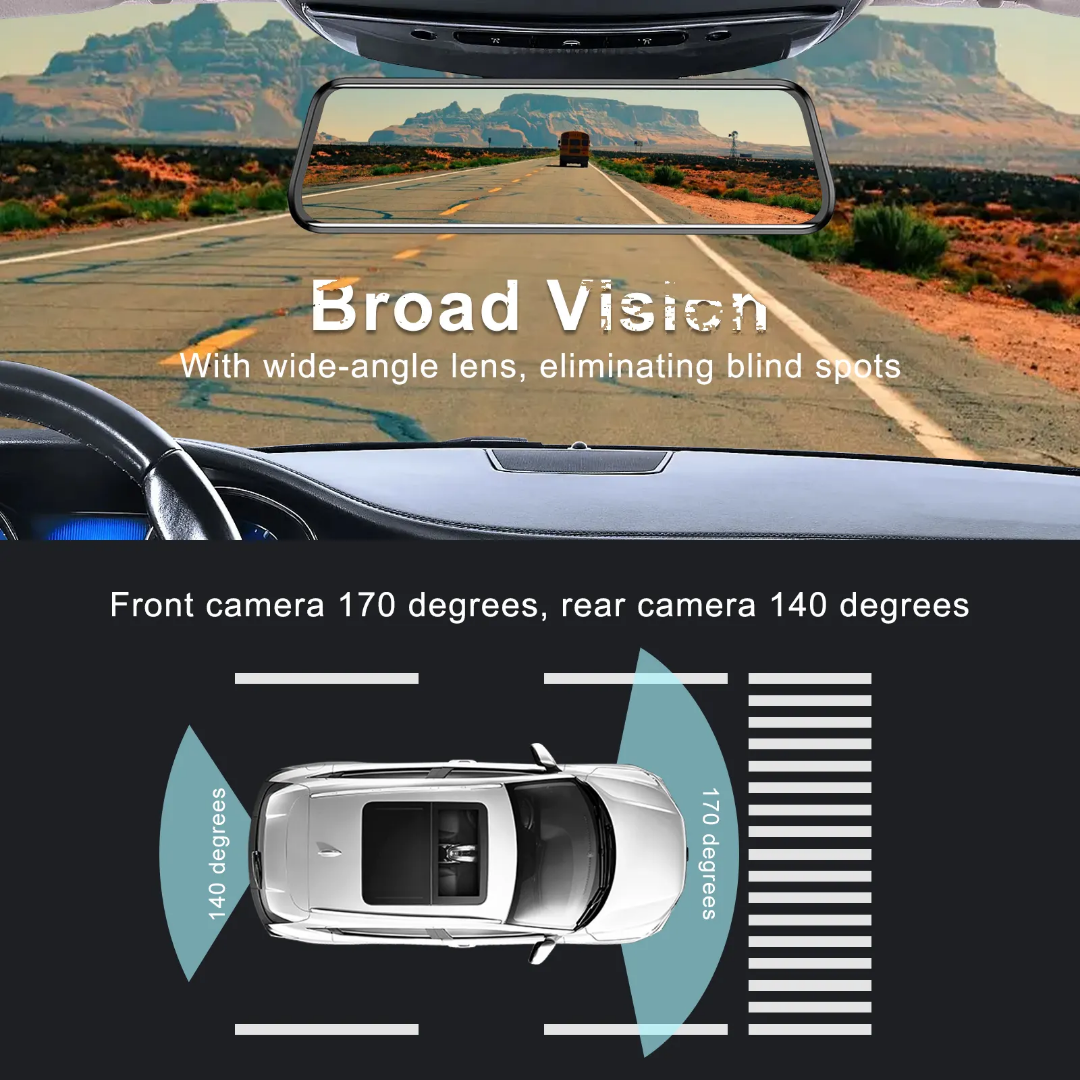 Caméra de Bord 10'' Full HD 1080p avec Vision à 170°