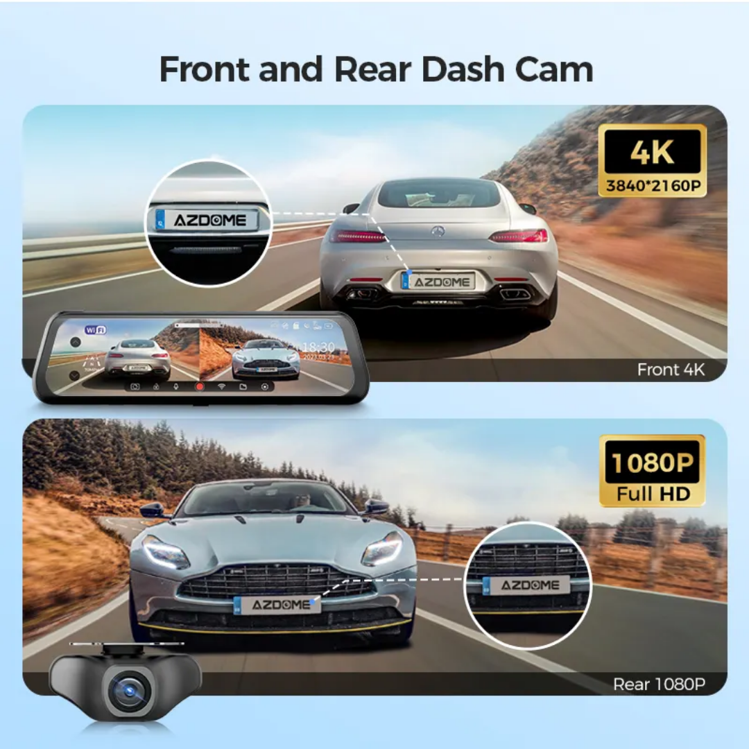 Caméra de Bord 10'' Full HD 1080p avec Vision à 170°