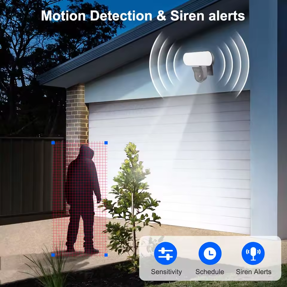 Security Camera 3MP, Projector 10W & PIR Detector