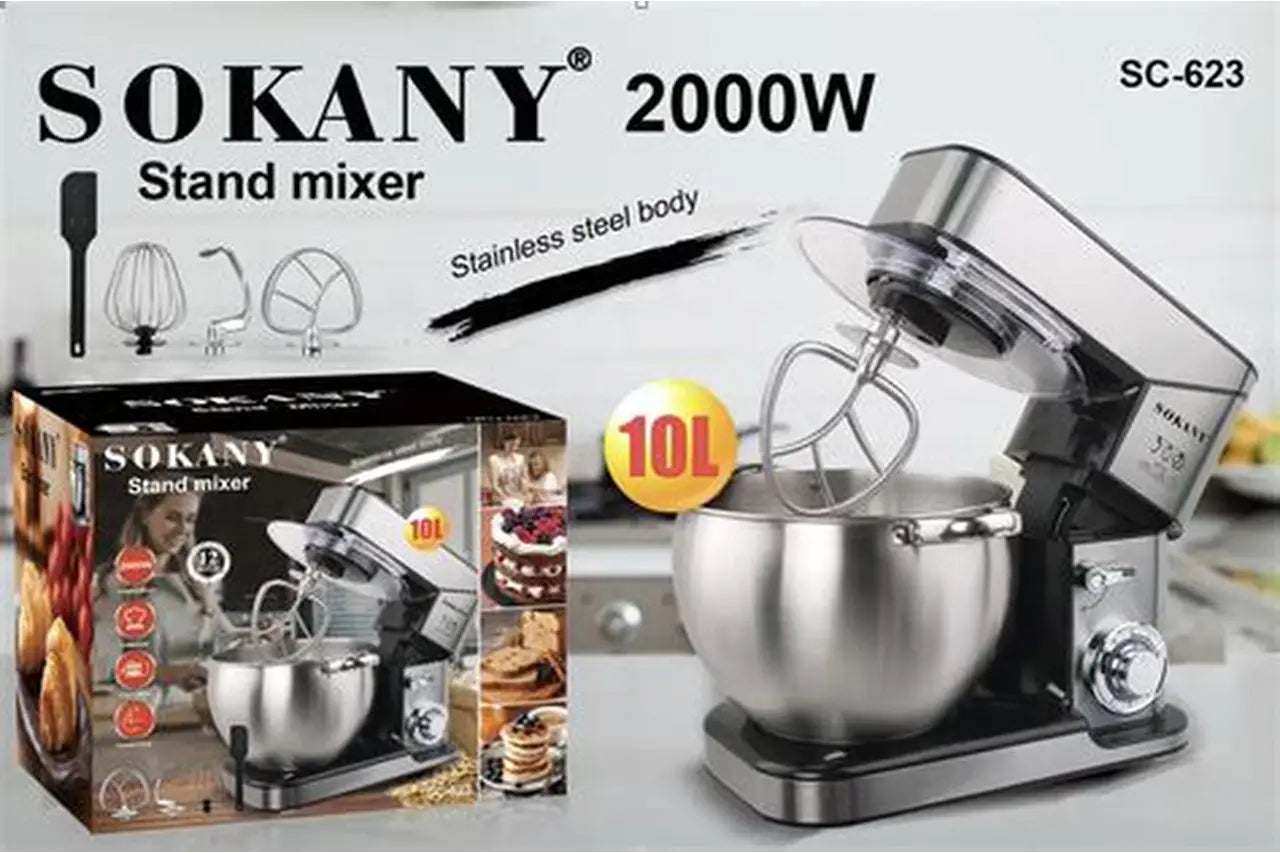 Mixeur Pétrin Digital Sokany - 2000 W - 6 Vitesses -10L