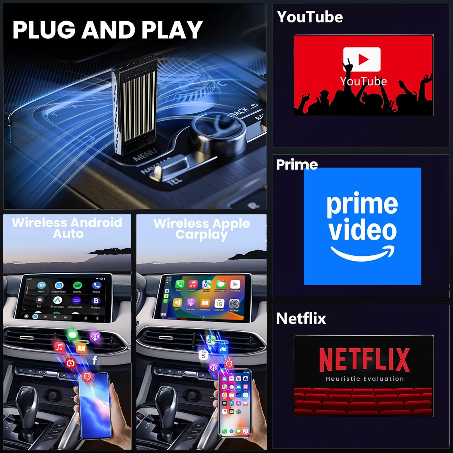 Récepteur Multimédia Automobile Android USB  4 Go/64 Go