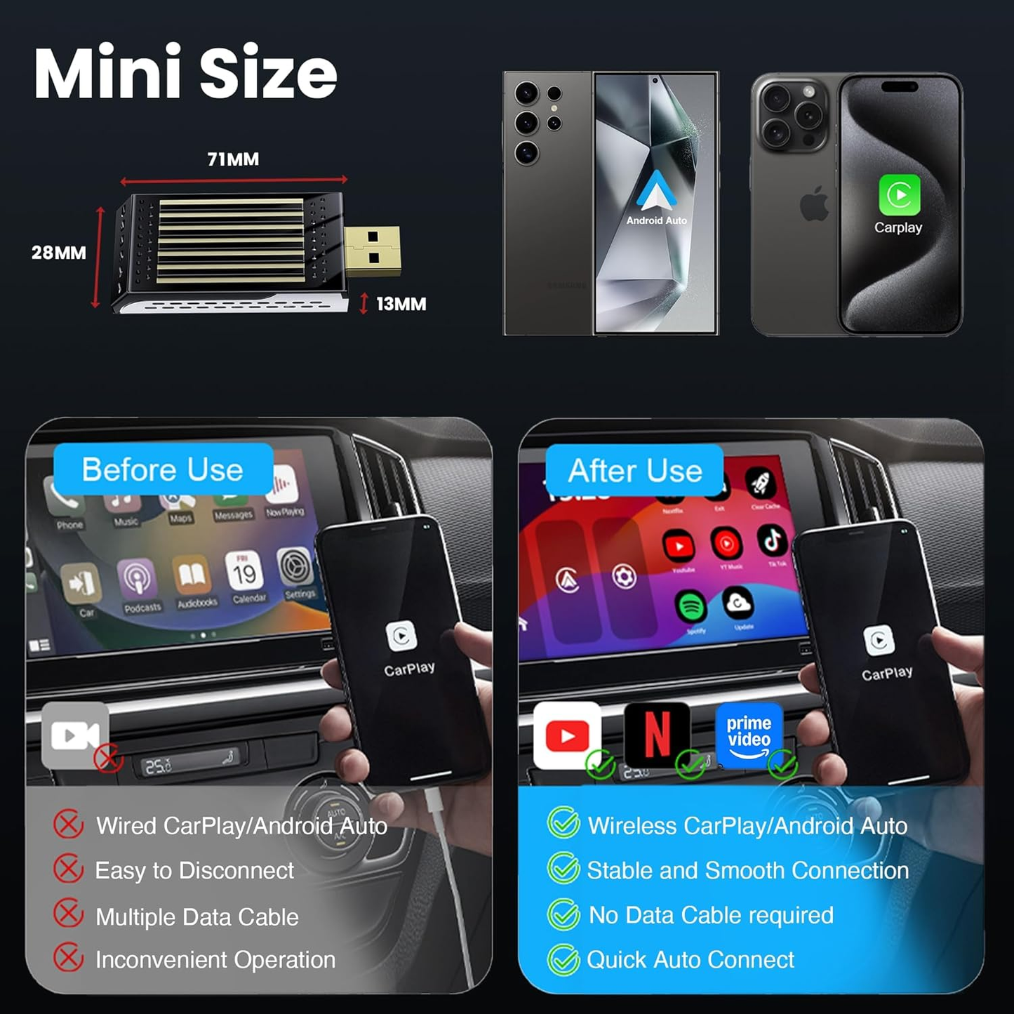 Récepteur Multimédia Automobile Android USB  4 Go/64 Go