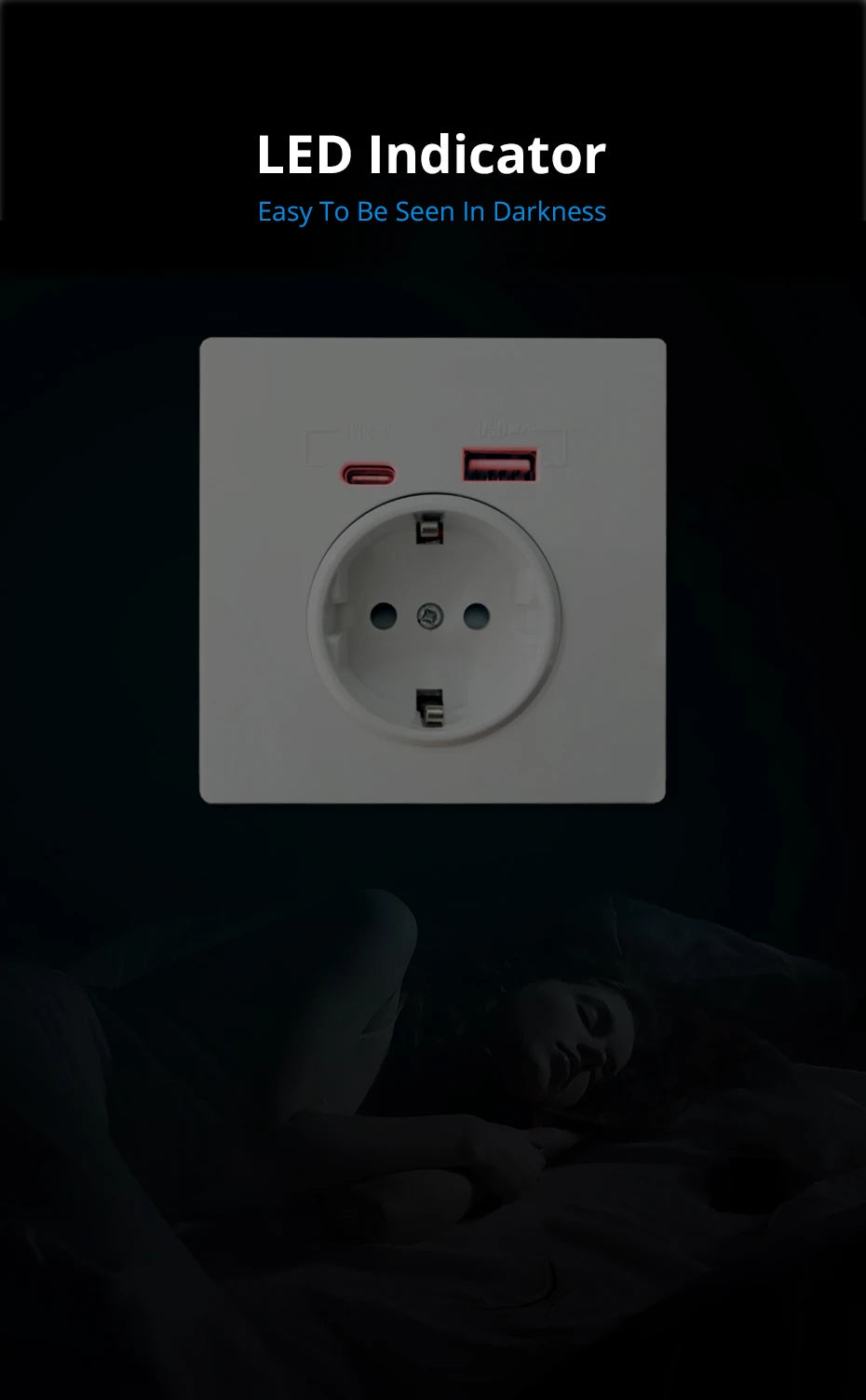Prise murale européenne Wallpad avec ports USB et Type C