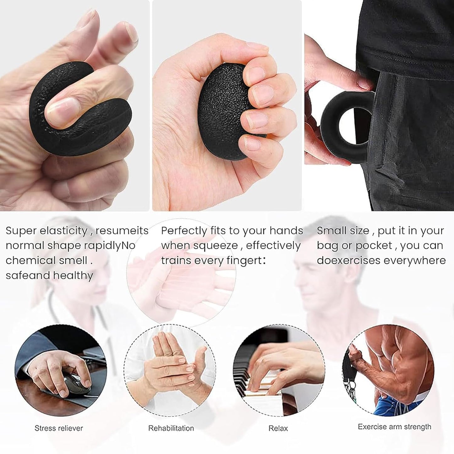 Kit 6 pièces Entraîneur de force de préhension réglable de10 à 60Kg