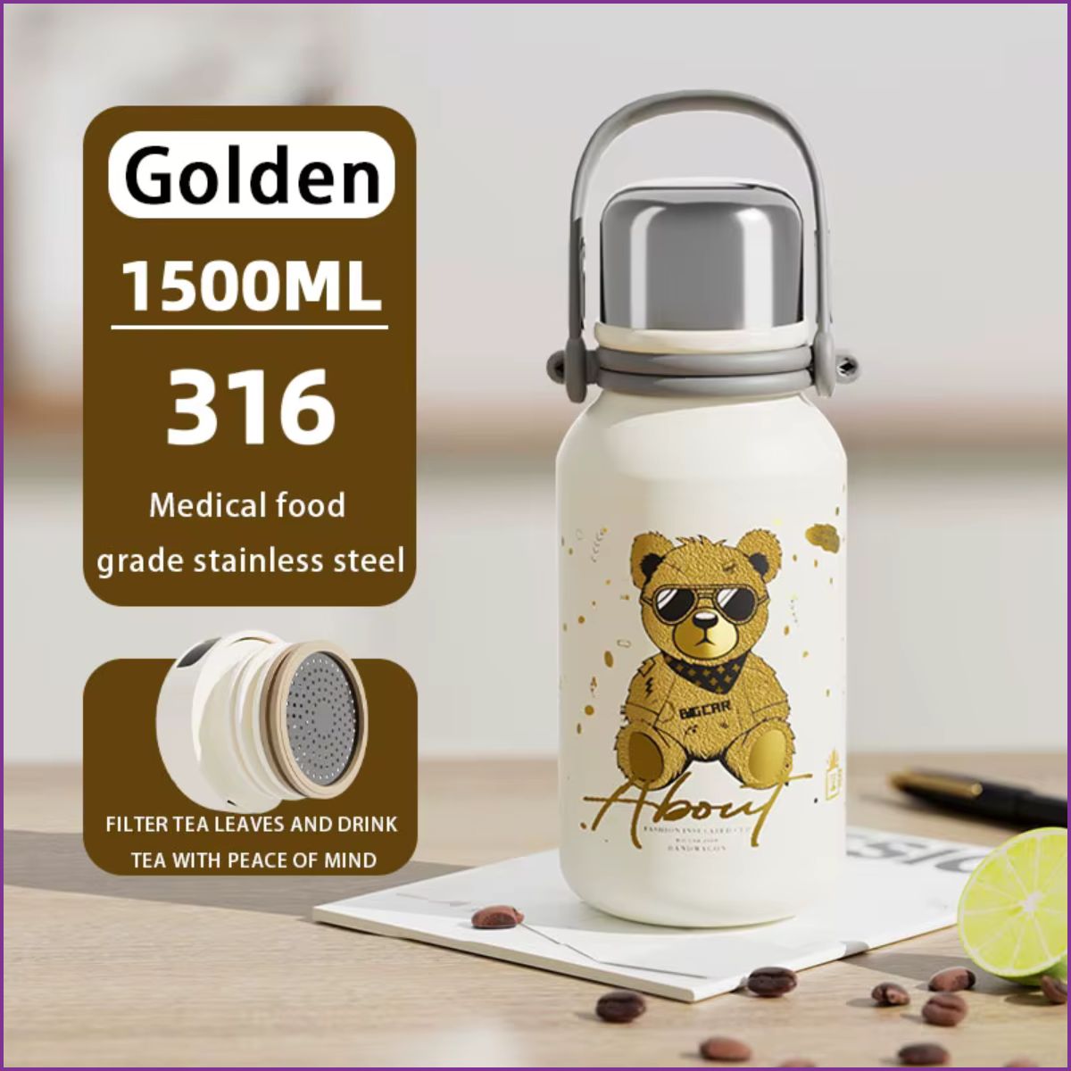 Bouteille thermos en acier inoxydable à double paroi