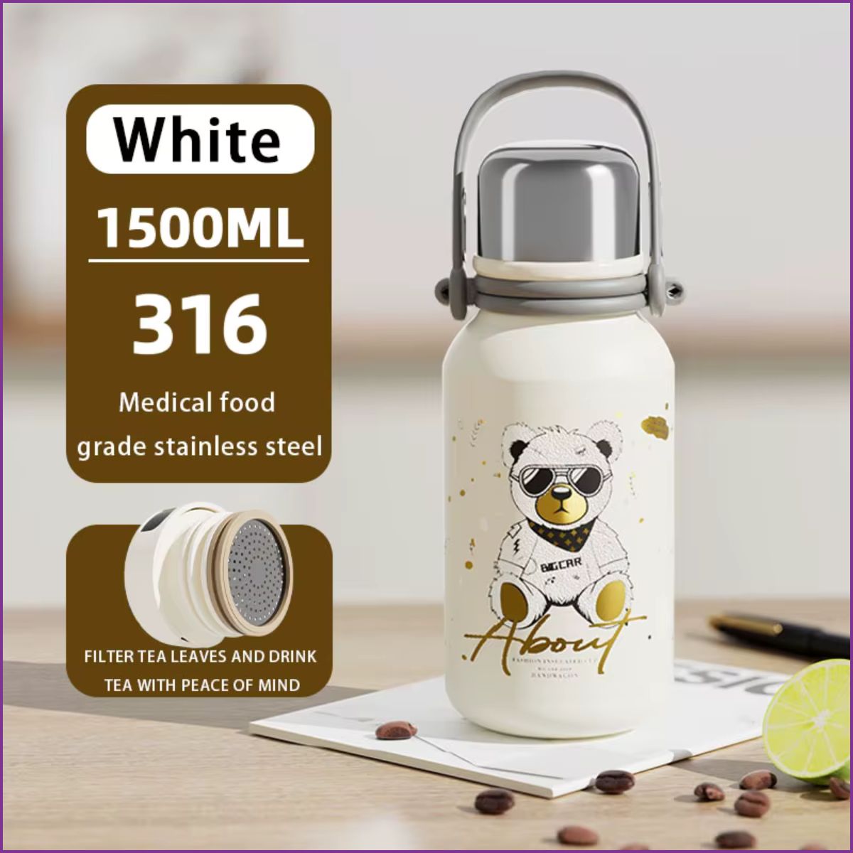 Bouteille thermos en acier inoxydable à double paroi