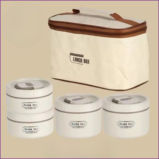 4 Boîtes à lunch avec sac isotherme ronds