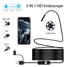 Caméra Endoscopique Android 3 en 1 de 7mm pour Inspection – Longueur 2 m câble Regide