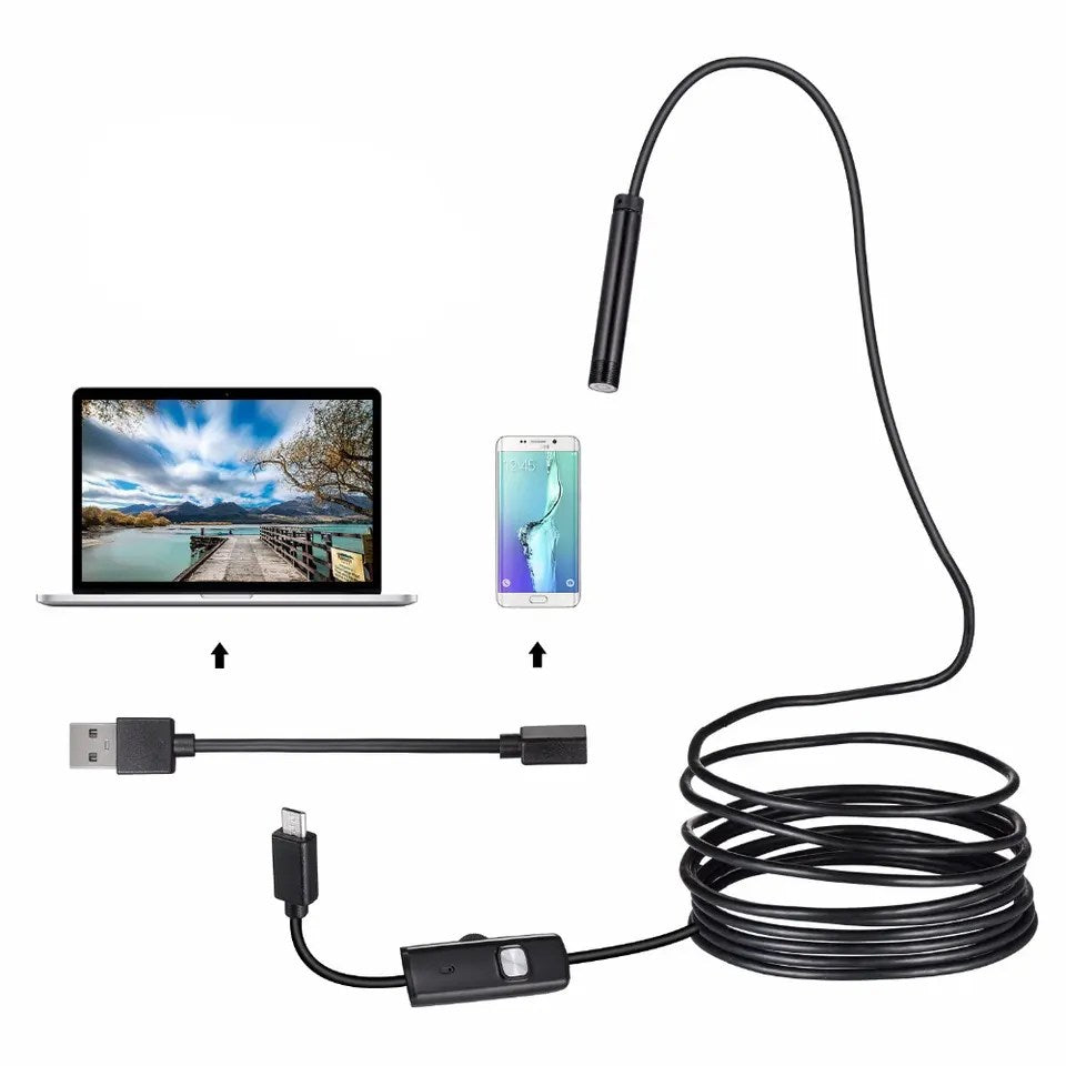 Caméra Endoscopique Android 3 en 1 de 7mm pour Inspection – Longueur 2 m câble Regide