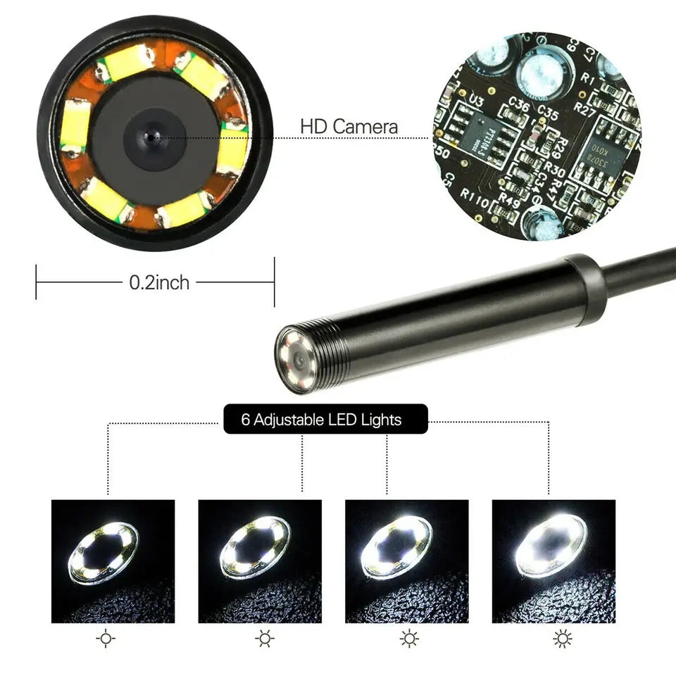 Caméra Endoscopique Android 3 en 1 de 7mm pour Inspection – Longueur 2 m câble Regide