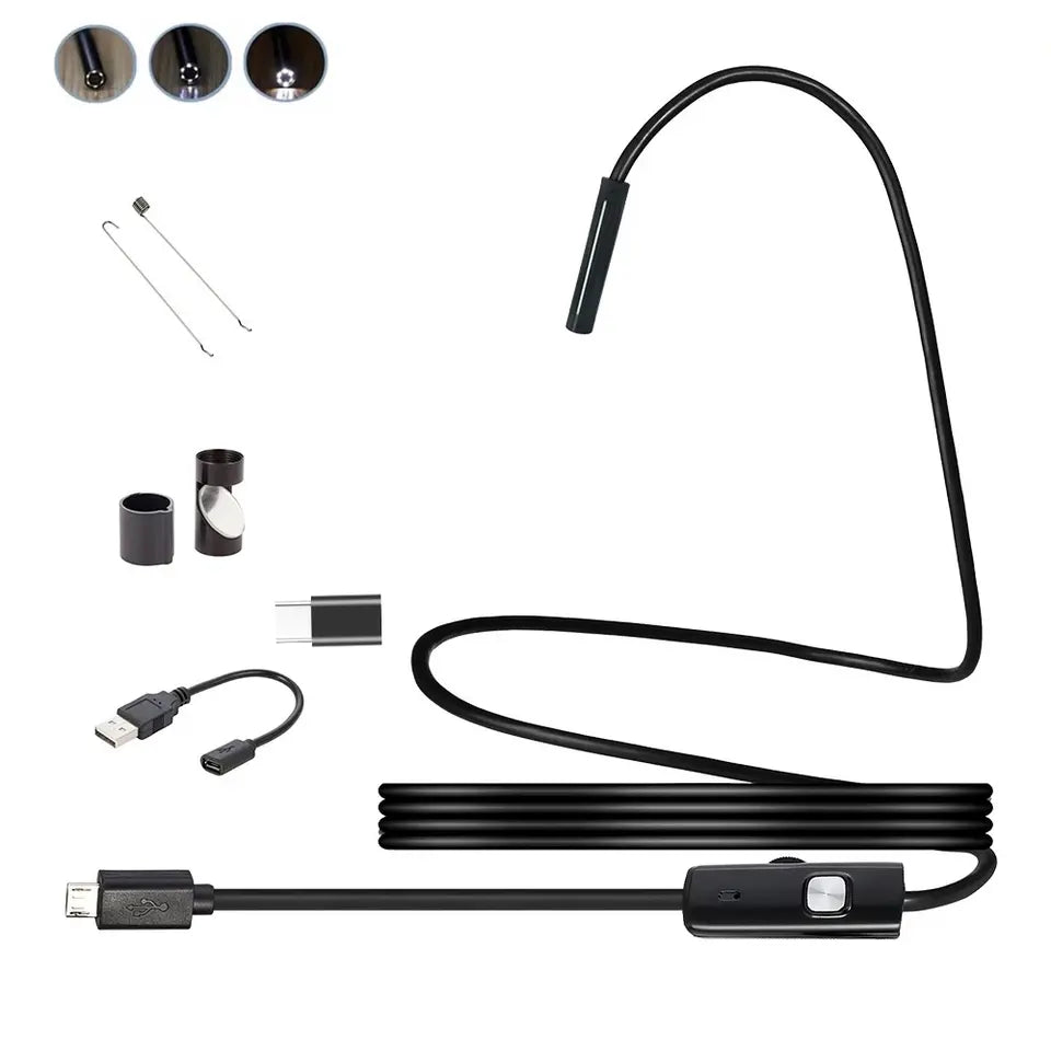 Caméra Endoscopique Android 3 en 1 de 7mm pour Inspection – Longueur 2 m câble Regide