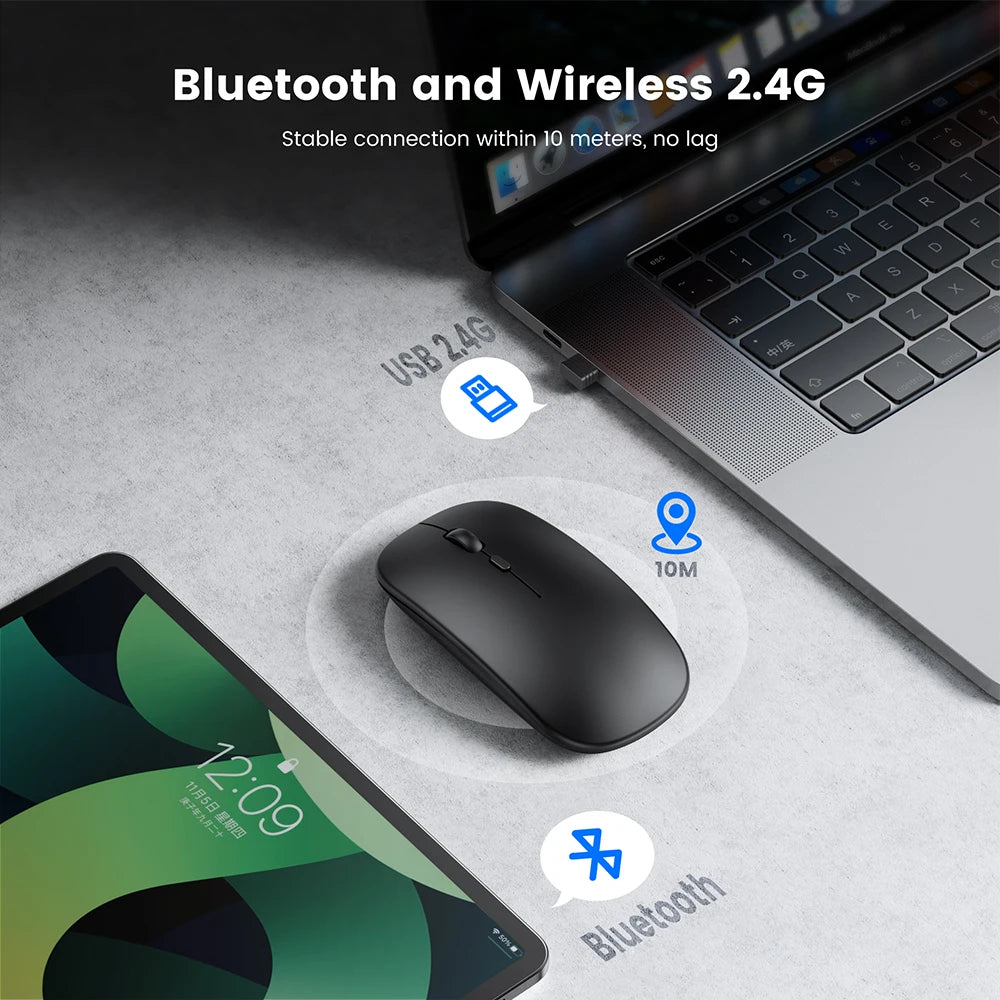 Souris sans fil avec Bluetooth rechargeable