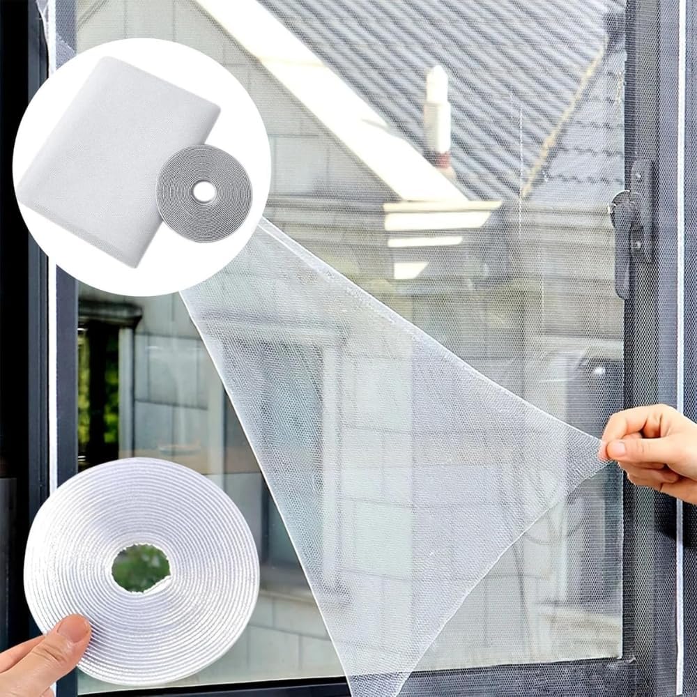 Moustiquaire de fenêtre avec ruban auto-aggripant et cutter 125*150CM BLANC