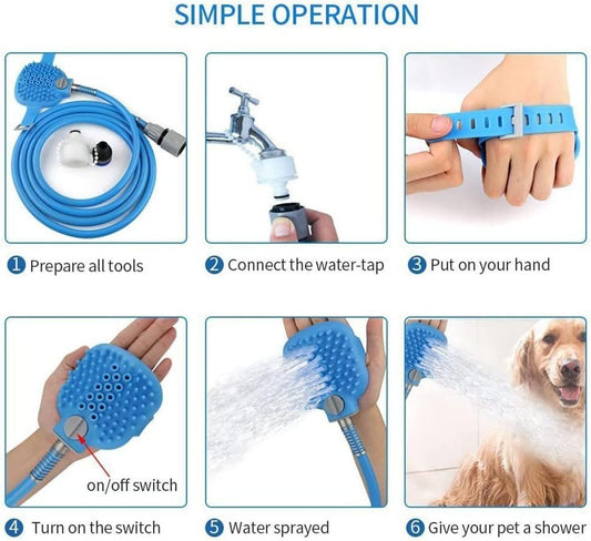 Pomme de douche pour chiens et chats avec brosse