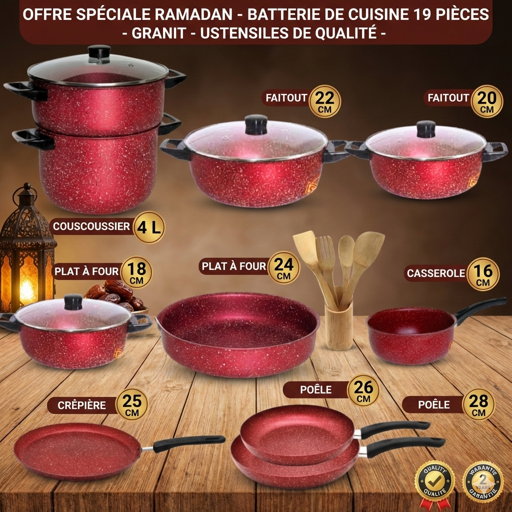 Batterie de cuisine 19 pièces