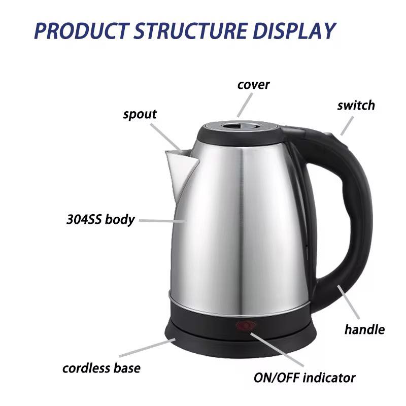 Bouilloire électrique en acier inoxydable 1.8 L