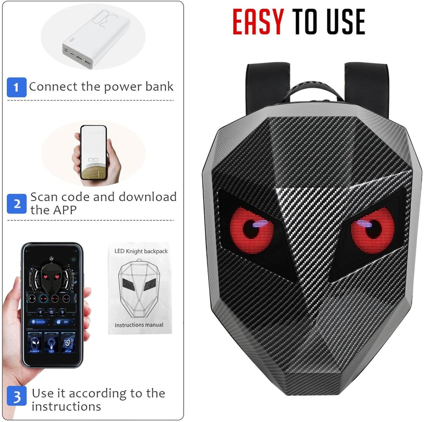 Sac à Dos Moto LED 18 Pouces Noir