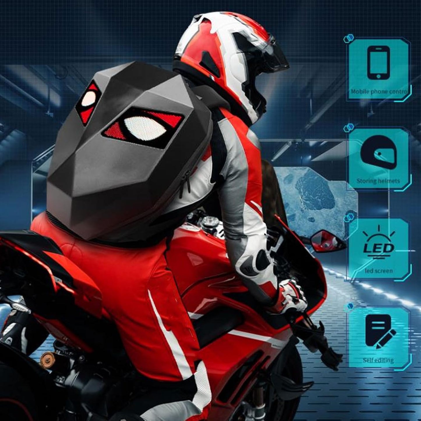 Sac à Dos Moto LED 18 Pouces Noir