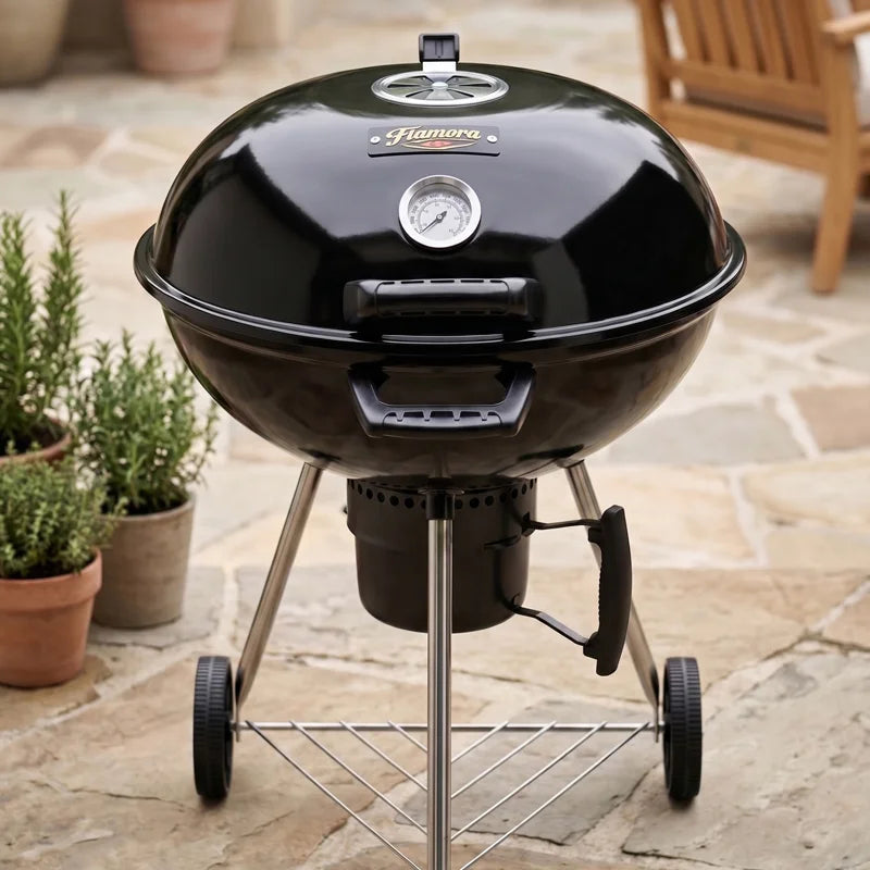 Flamora Barbecue à charbon Cuve et couvercle en acier