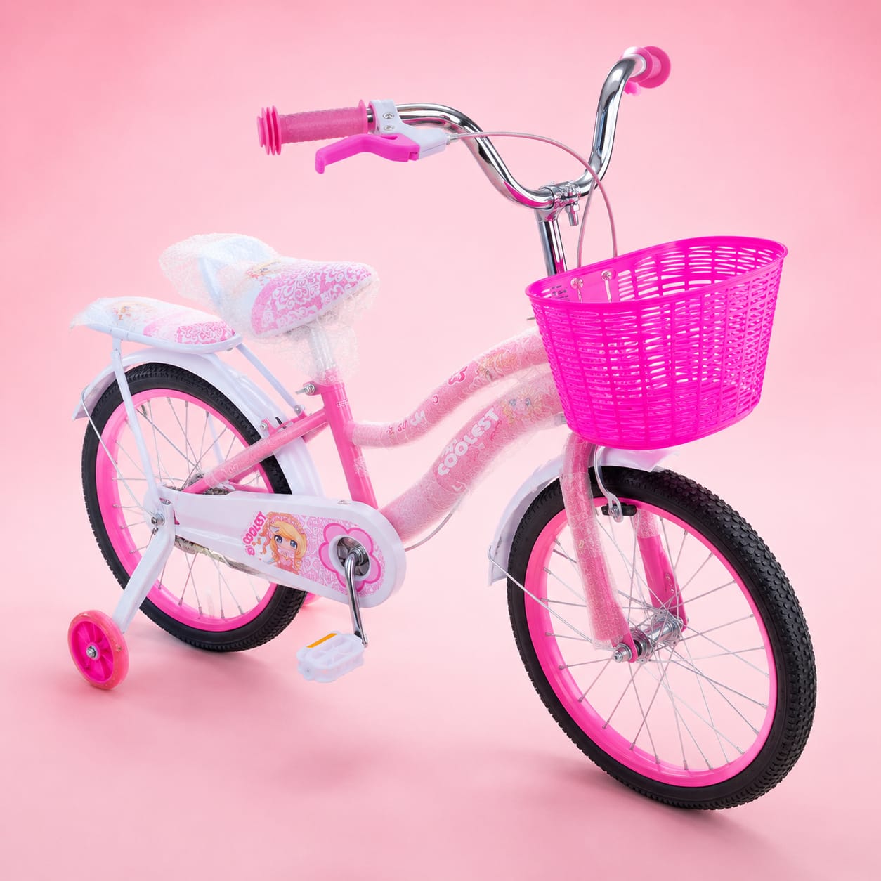 Vélo enfant fille rose avec panier 16 pouces