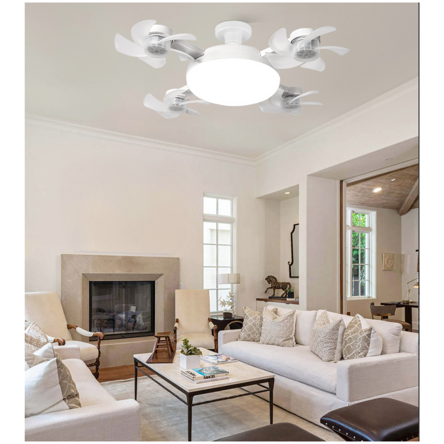 Drone Fun Light Ventilateur de plafond LED moderne avec télécommande