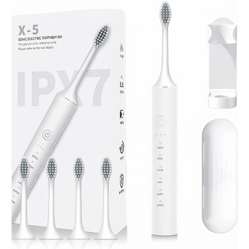 Brosse à Dents Électrique Sonic Rechargeable – 4 Brossettes