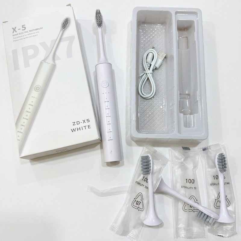 Brosse à Dents Électrique Sonic Rechargeable – 4 Brossettes
