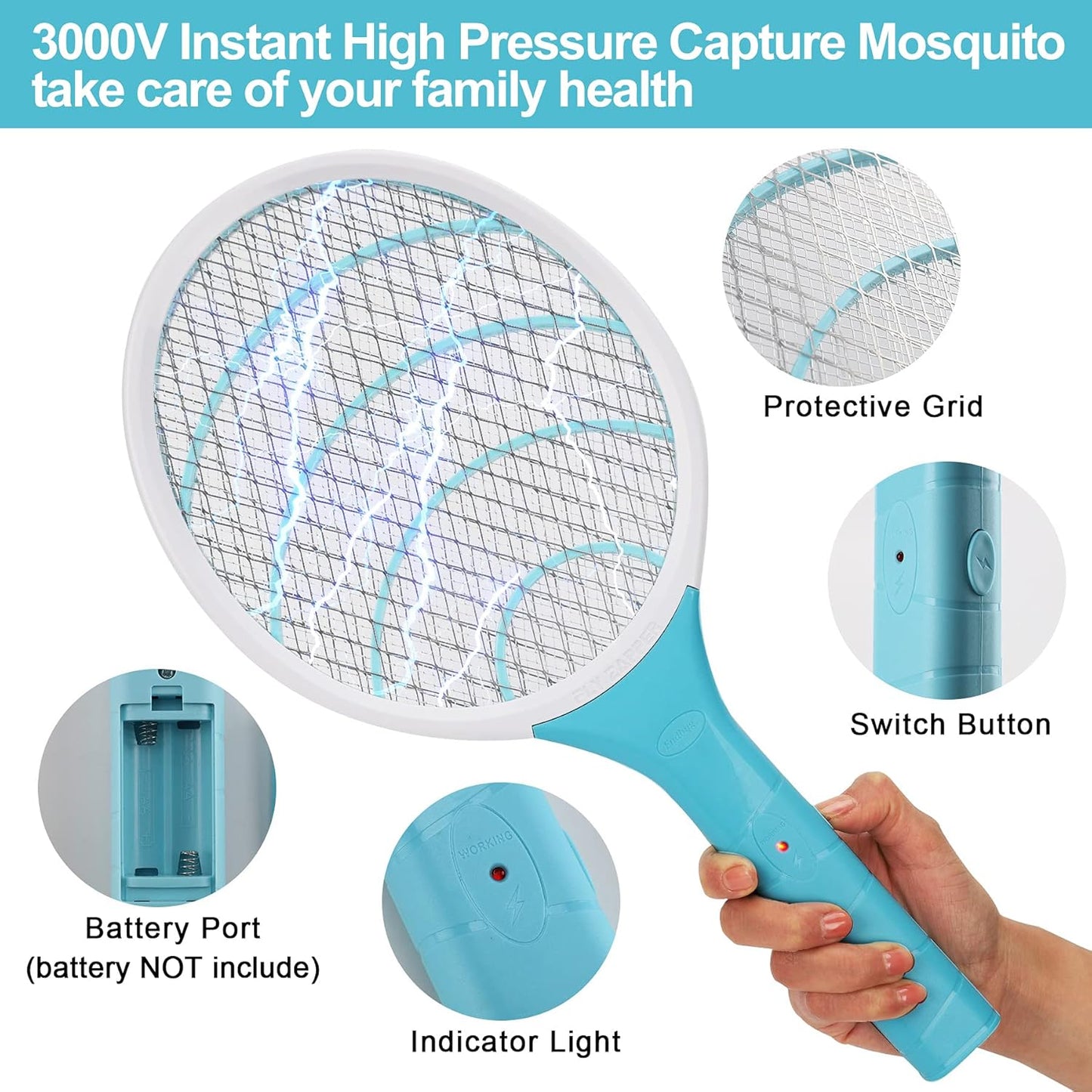 Raquette anti-moustique électrique rechargeable