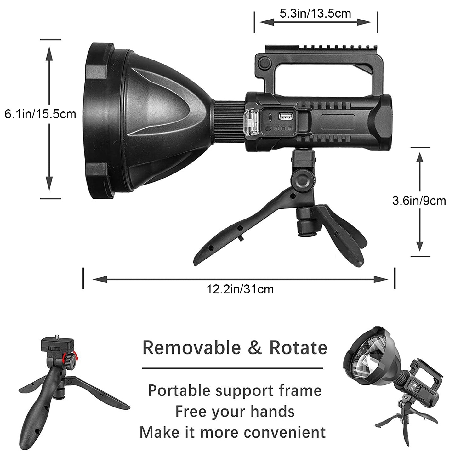 Lampe de poche LED XHP90 rechargeable