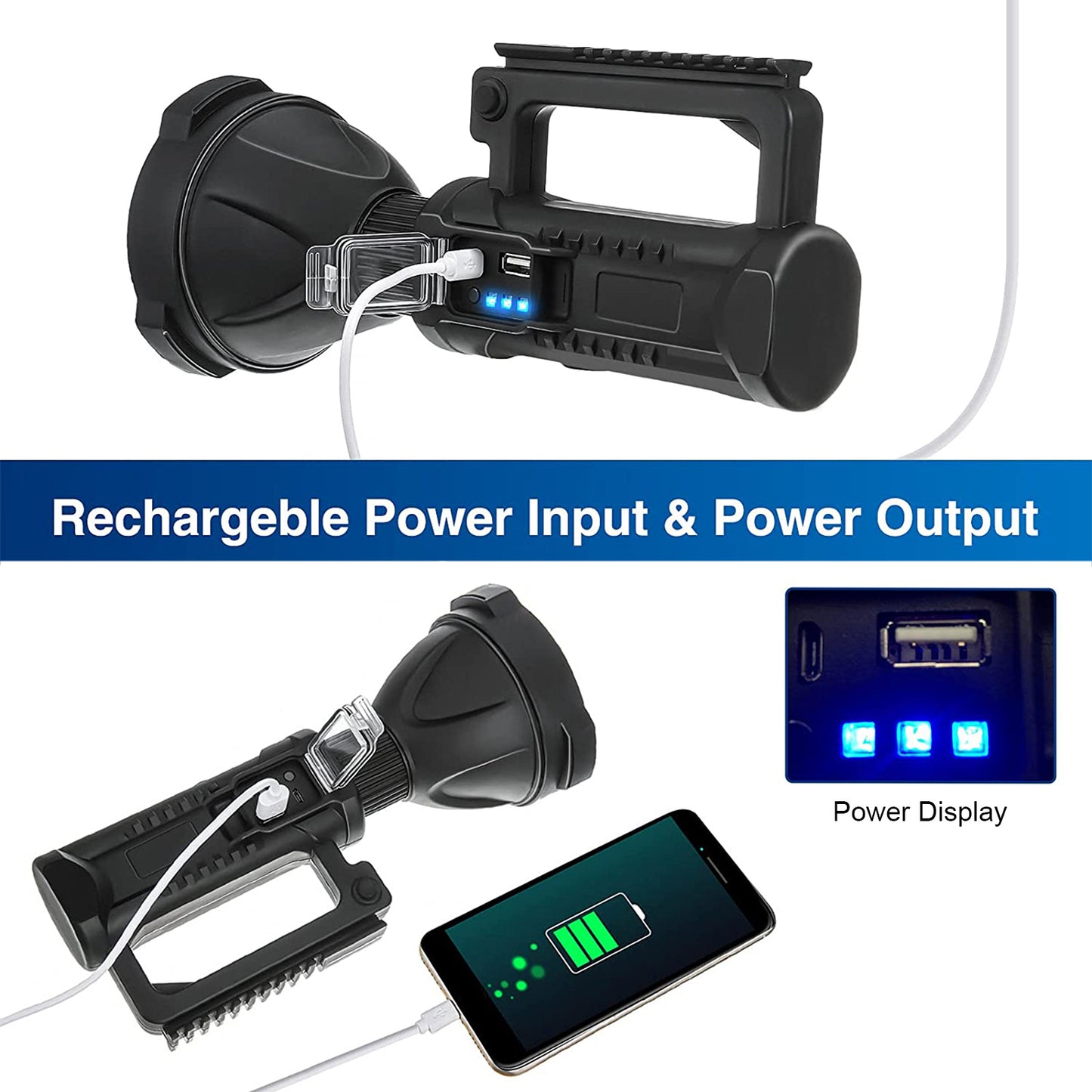Lampe de poche LED XHP90 rechargeable