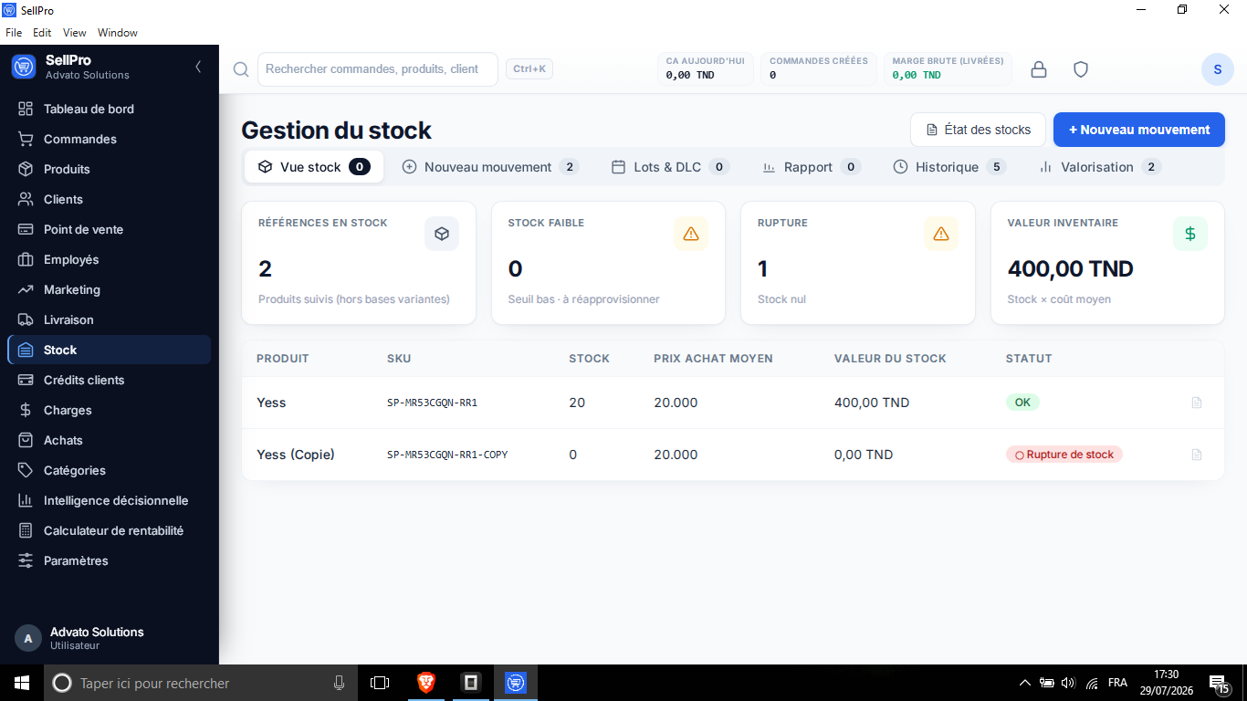 SellPro - Logiciel de gestion commercial