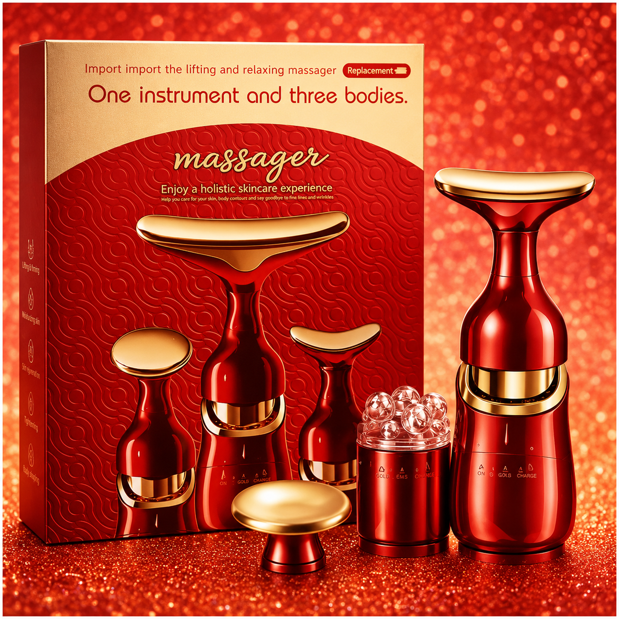 Appareil de Massage Facial Vibrant 3-en-1 à Microcourant