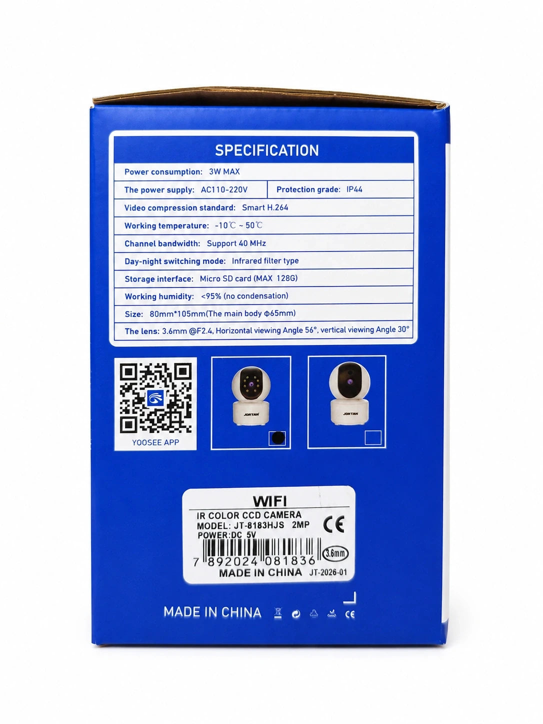 Caméra de Surveillance WiFi Intelligente Jortan JT-8183HJS